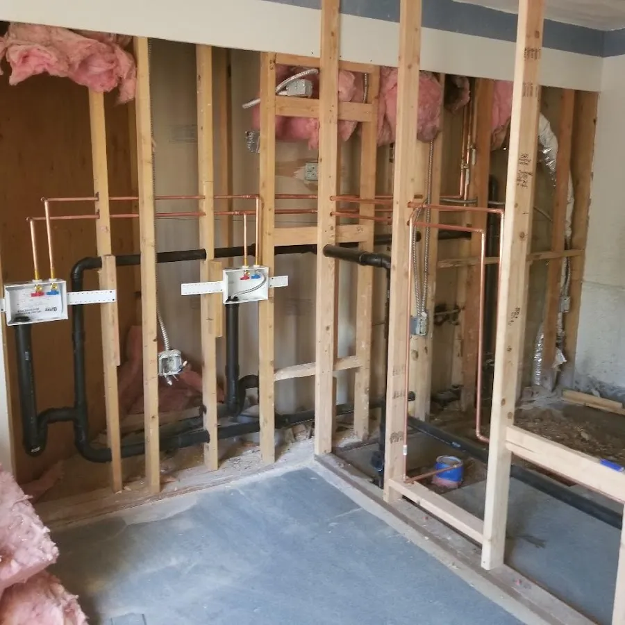 Copper pipe rough-in and plumbing installation in Mineola
